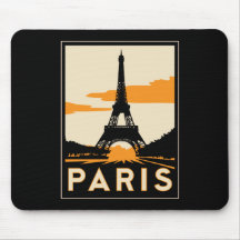 paris art deco retro travel poster mouse mat