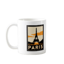 paris art deco retro travel poster coffee mugs