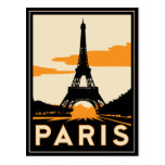 paris art deco retro travel poster postcard