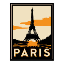 paris art deco retro travel poster postcard