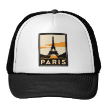 paris art deco retro travel poster trucker hats
