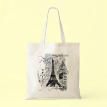 Paris Black & White Street Scene with Eiffel Tower bags