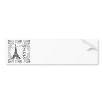 Paris Eiffel Tower and Scrolls Bumper Sticker