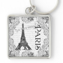 Paris Eiffel Tower and Scrolls Key Chains
