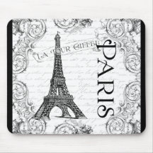 Paris Eiffel Tower and Scrolls Mousepads
