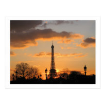 Paris Eiffel Tower at sunset Post Card
