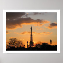 Paris Eiffel Tower at sunset Poster