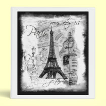 Paris Eiffel Tower Black & White Collage Street binders