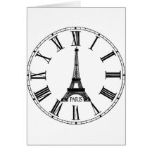 Paris Eiffel Tower Clock French Card
