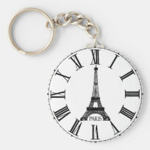 Paris Eiffel Tower Clock French Keychains