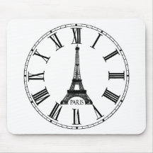Paris Eiffel Tower Clock French Mousepad