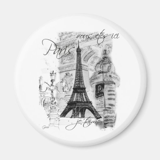 Paris Eiffel Tower French Scene Collage Fridge Magnets