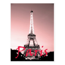 Paris Eiffel Tower Pink Postcard