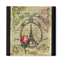 Paris Eiffel Tower & Red Rose Steampunk Magnet