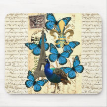 Paris, paon et papillons tapis de souris