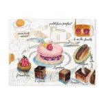 Paris Pastry Sketch watercolor Post Card