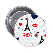 Paris pattern with Eiffel Tower Buttons