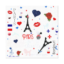 Paris pattern with Eiffel Tower Canvas Prints