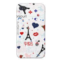 Paris pattern with Eiffel Tower Case For The iPhone 4