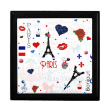 Paris pattern with Eiffel Tower Jewelry Box