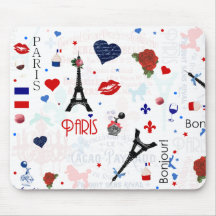 Paris pattern with Eiffel Tower Mousepad