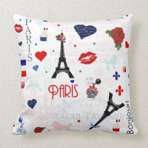 Paris pattern with Eiffel Tower Pillow