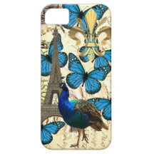 Paris, peacock and butterflies iPhone 5 cover