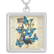 Paris, peacock and butterflies necklaces