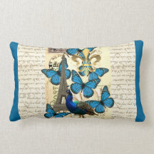 Paris, peacock and butterflies pillows
