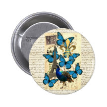 Paris, peacock and butterflies pins