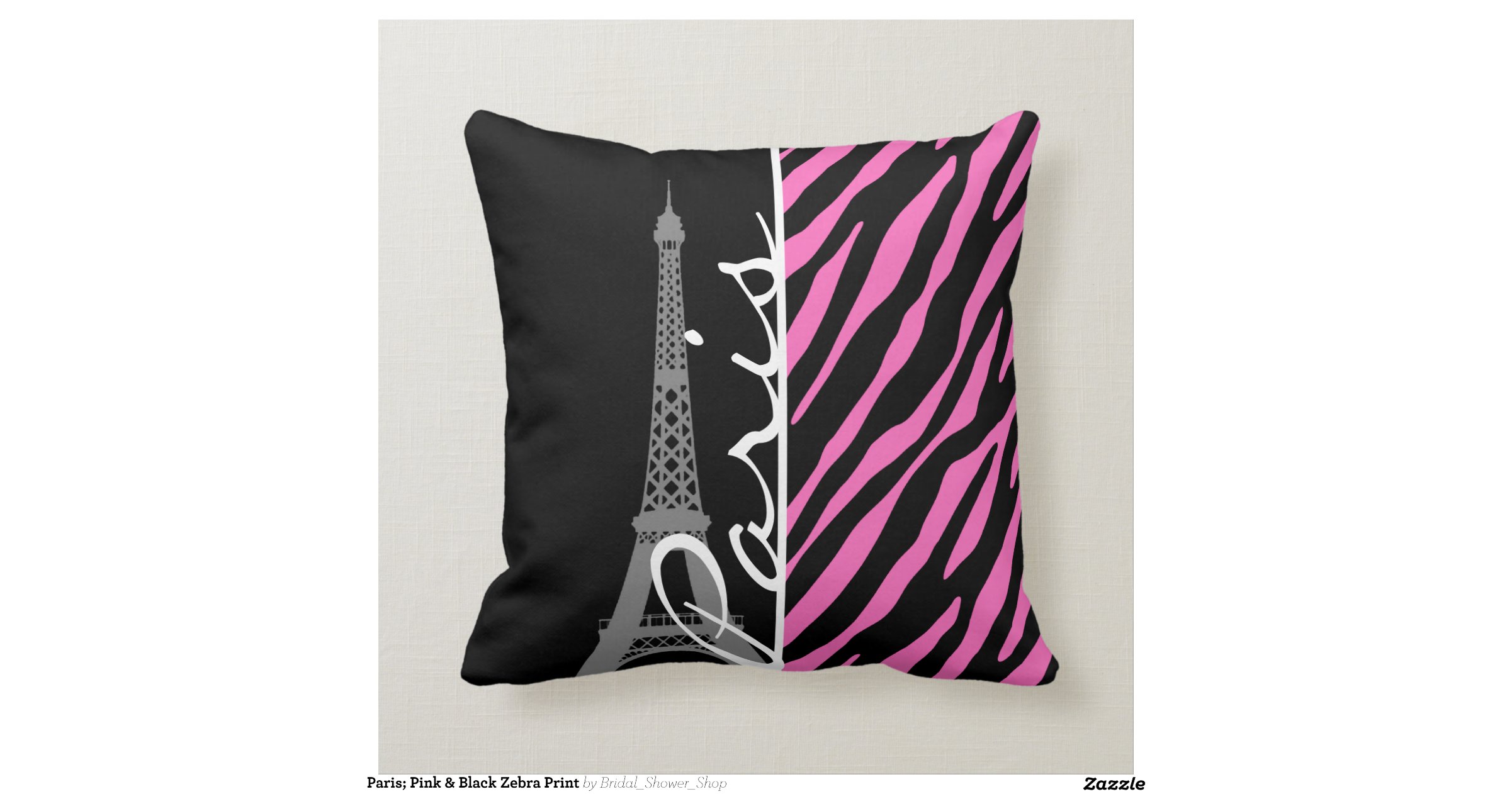 Paris; Pink & Black Zebra Print Throw Pillows Zazzle