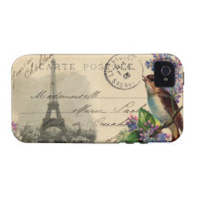 Paris Postcard Bird on Lilacs Case iPhone 4/4S Case