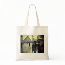 Paris Street, Rainy Day by Gustave Caillebotte Tote Bags