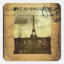 Paris timbré autocollants carrés