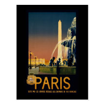 Paris travel poster for French railway networks Postcard