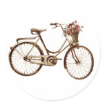 Paris Vintage Bike Bicycle  Basket Flowers Roses Sticker