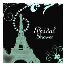 Paris Vintage Bridal Shower Tea Party Invitaiton Custom Invitations