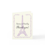 Paris wedding purple Eiffel Tower Thank You Greeting Cards