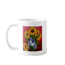 Paris' Yellow Sunflower on Red Background Mugs