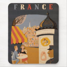 Parisian Cafe Travel Poster Mouse Pad