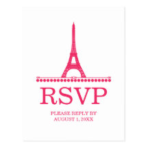 Parisian Chic RSVP Postcard, Pink