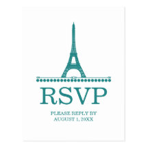 Parisian Chic RSVP Postcard, Teal