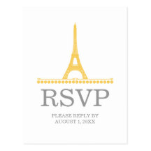 Parisian Chic RSVP Postcard, Yellow