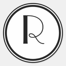 Parisian Deco Monogrammed Round Sticker