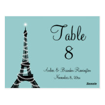 Parisian Lights Table Number (turquoise) Postcards