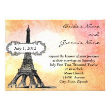 Parisian Watercolor Wedding Invitation
