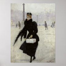Parisian woman in the Place de la Concorde Print