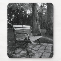 Park Bench in Black and White Mouse Pads