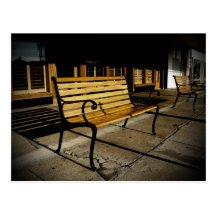 Park Bench on City Sidewalk Post Card