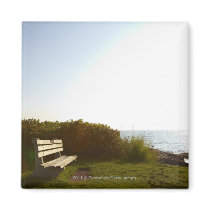 Park bench overlooking Atlantic Ocean Magnet